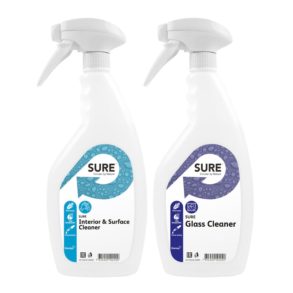 SURE Glass / Interior & Surface Cleaner Empty Spraybottles 6x - Spray bottle 750 ml Opus trigger blue, empty for SURE Glass & Surface Cleaner