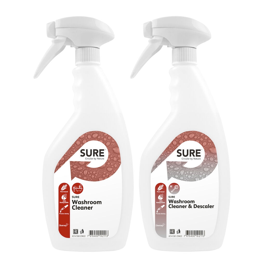 SURE Washroom Cleaner & Descaler Empty Spraybottles 6x - Spray bottle 750 ml Opus foam trigger white, empty for SURE Washroom Cleaner & Descaler