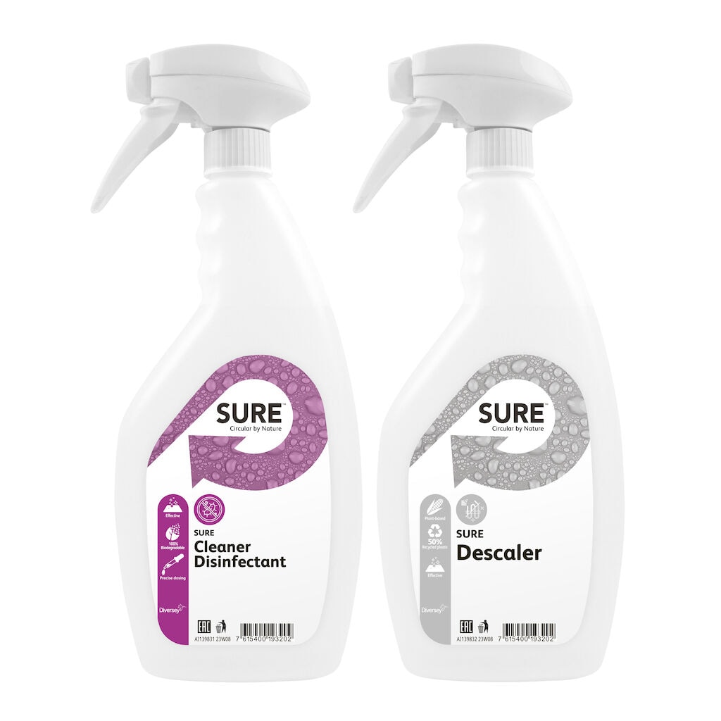 SURE Descaler Empty Spraybottles - 750ml 6x - Spray bottle 750 ml Opus trigger white, empty for SURE Disinfectant & Descaler
