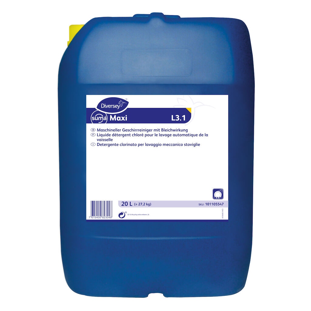 Suma Maxi L3.1 1x20L - Liquid mechanical ware washing detergent for medium hard water