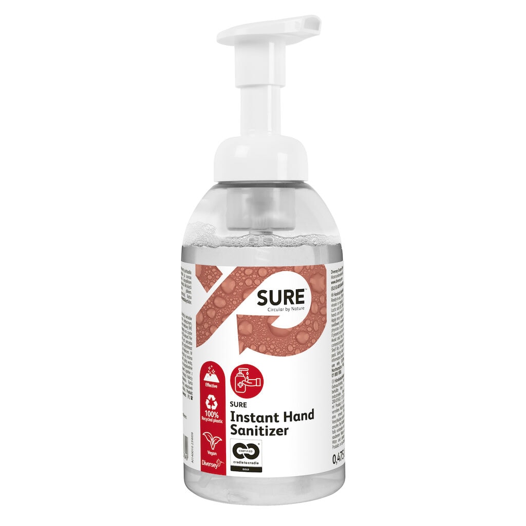 SURE Instant Hand Sanitizer 6x0.475L - Non-classified highly efficacious alcohol-free foam hand rub with a refreshing fragrance