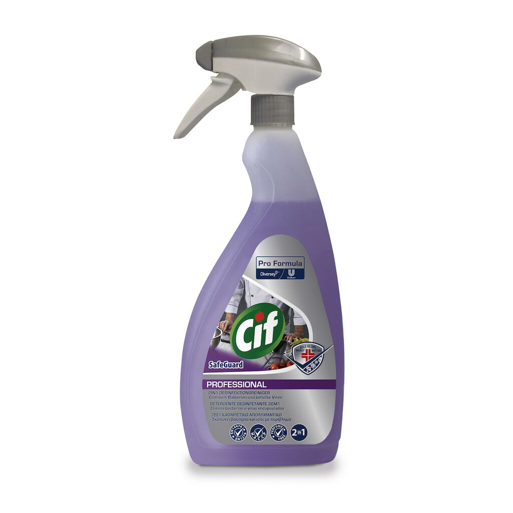 Cif Pro Formula Safeguard 2in1 Cleaner Disinfectant 6x0.75L - Combined cleaner disinfectant killing bacteria and enveloped viruses (incl. Coronaviruses)