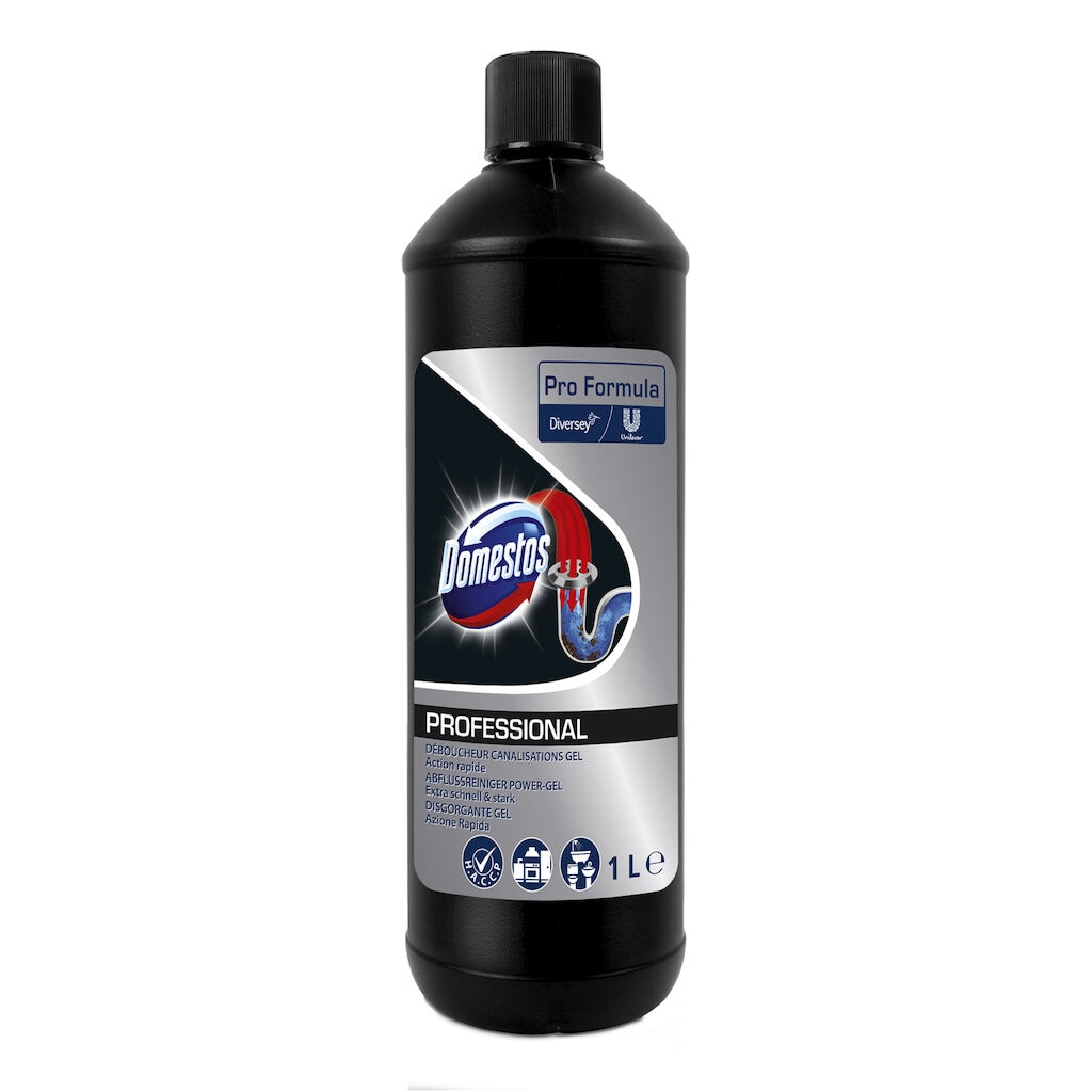 Domestos Pro Formula Drain Unblocker Gel 6x1L - Effective drain unblocker gel to be used in both kitchen and bathroom