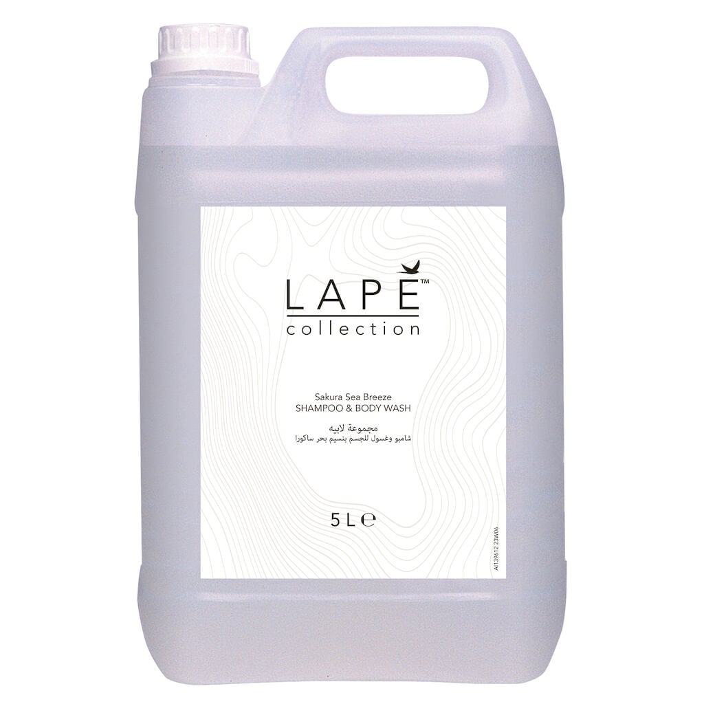 LAPĒ Collection Sakura Sea Breeze Shampoo & Body Wash 2x5L - Nordic Swan certified, fragranced, conditioning shampoo and body wash