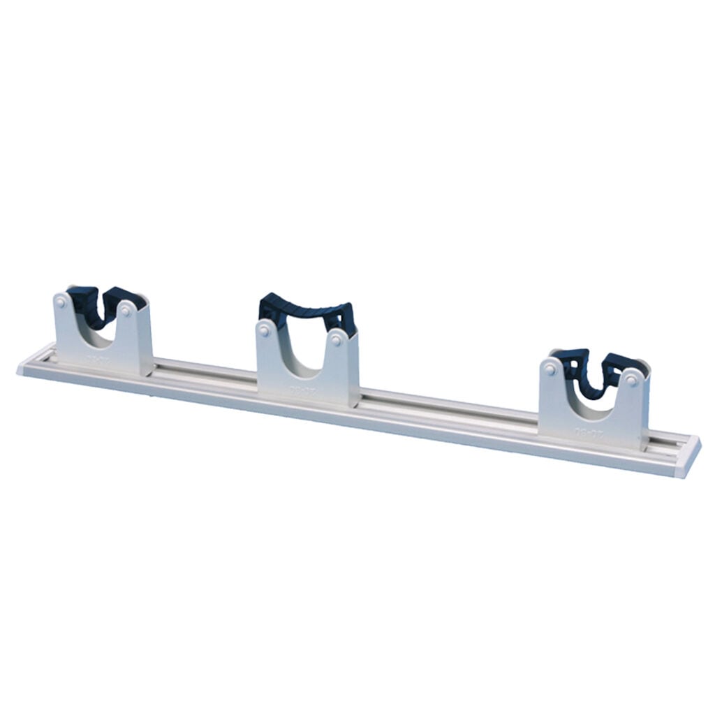 Wallplate with 3 White Holders 1x1pc - 510 x 55 x 85 mm - White - Holder to attach mops and brooms to the wall