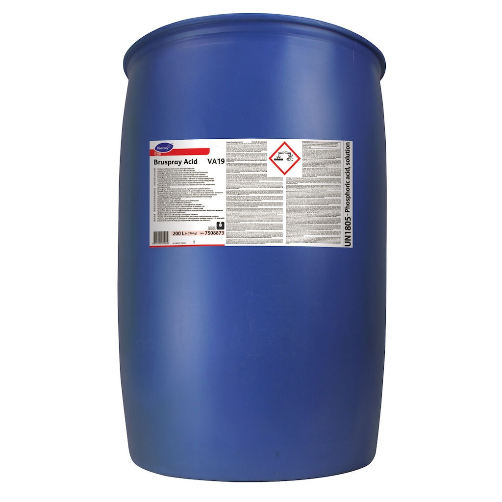Bruspray Acid VA19 1x200L - Defoamed heavy duty acidic detergent descaler