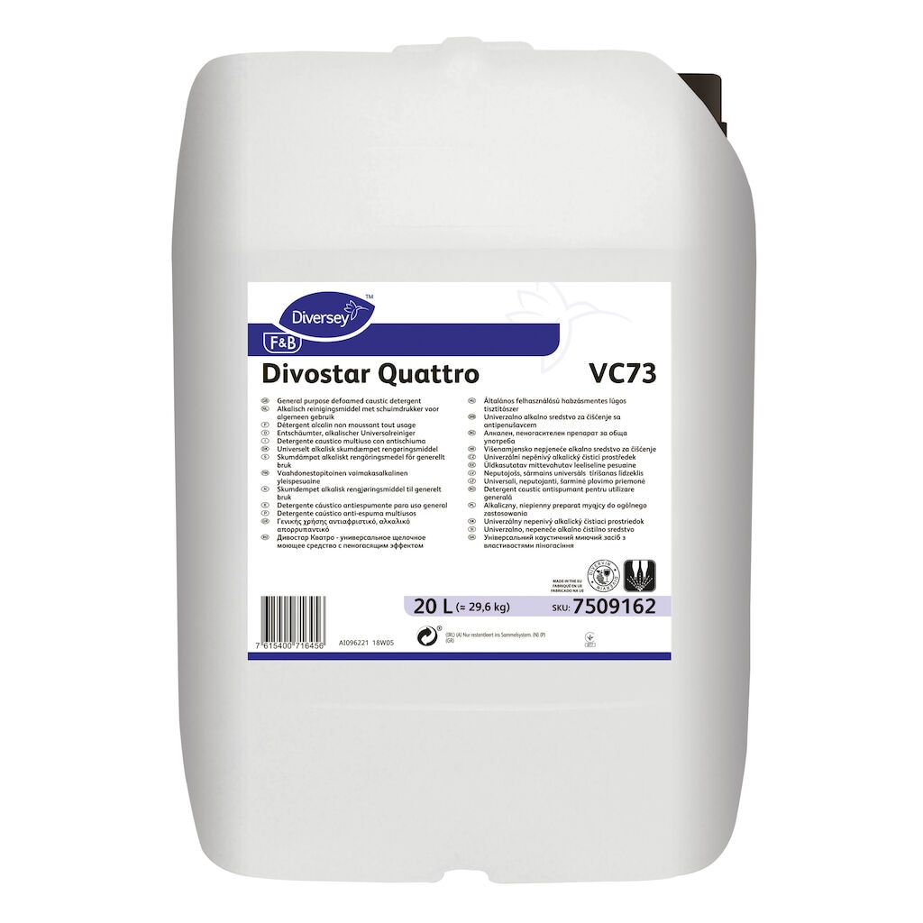 Divostar Quattro VC73 1x20L - General purpose defoamed caustic detergent