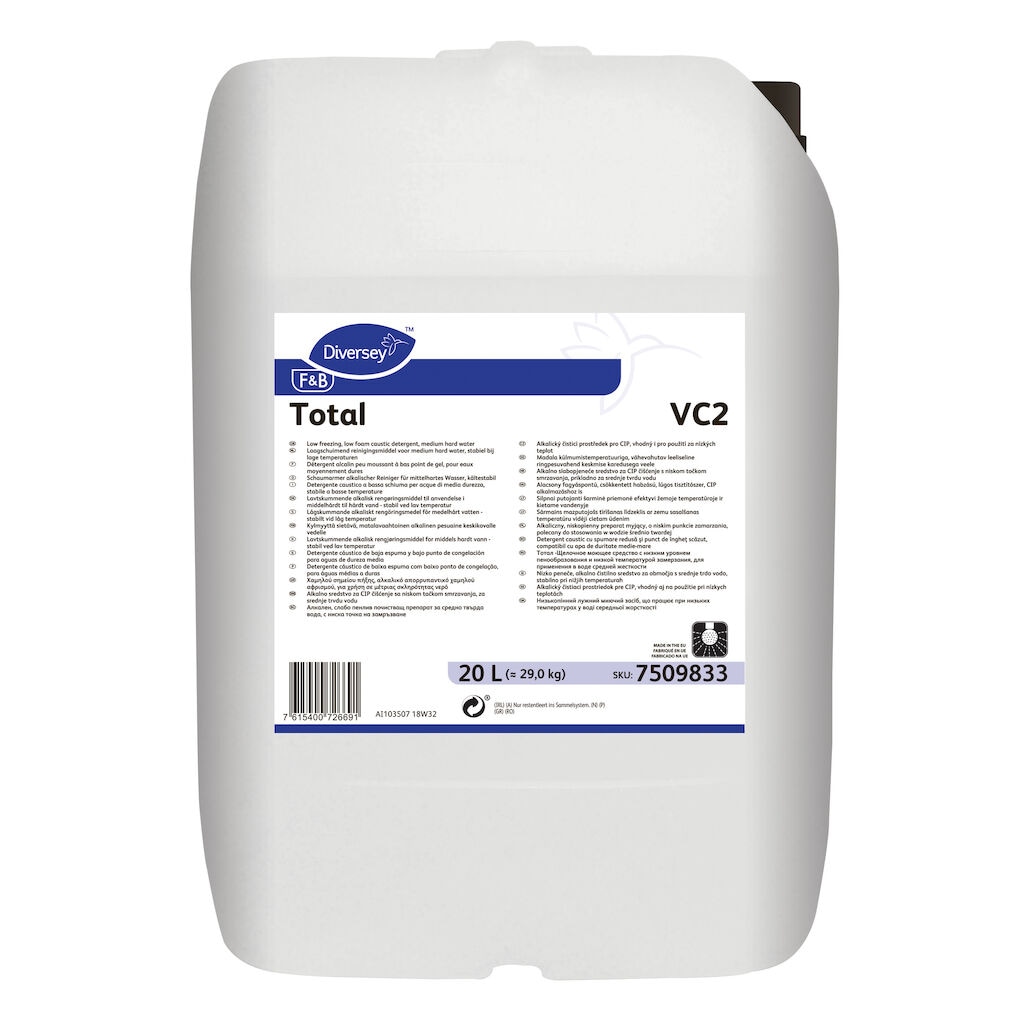 Total VC2 1x20L - Low freezing, low foam caustic detergent, medium hard water