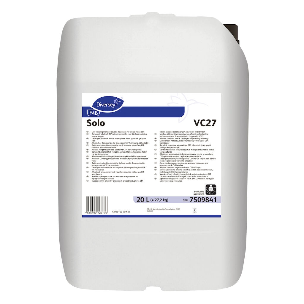 Solo VC27 1x20L - Low freezing blended caustic detergent for single stage CIP
