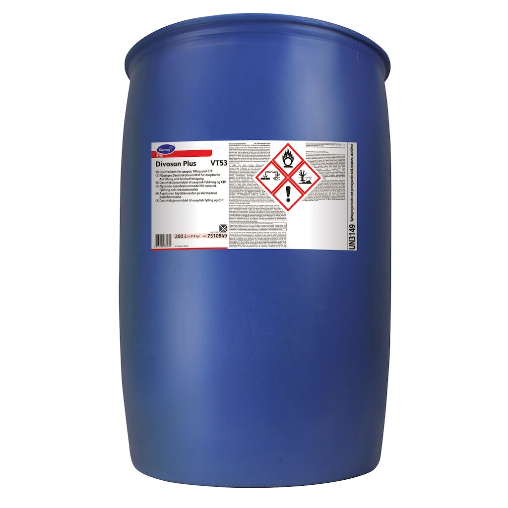 Divosan Plus VT53 1x200L - Disinfectant for aseptic filling and CIP