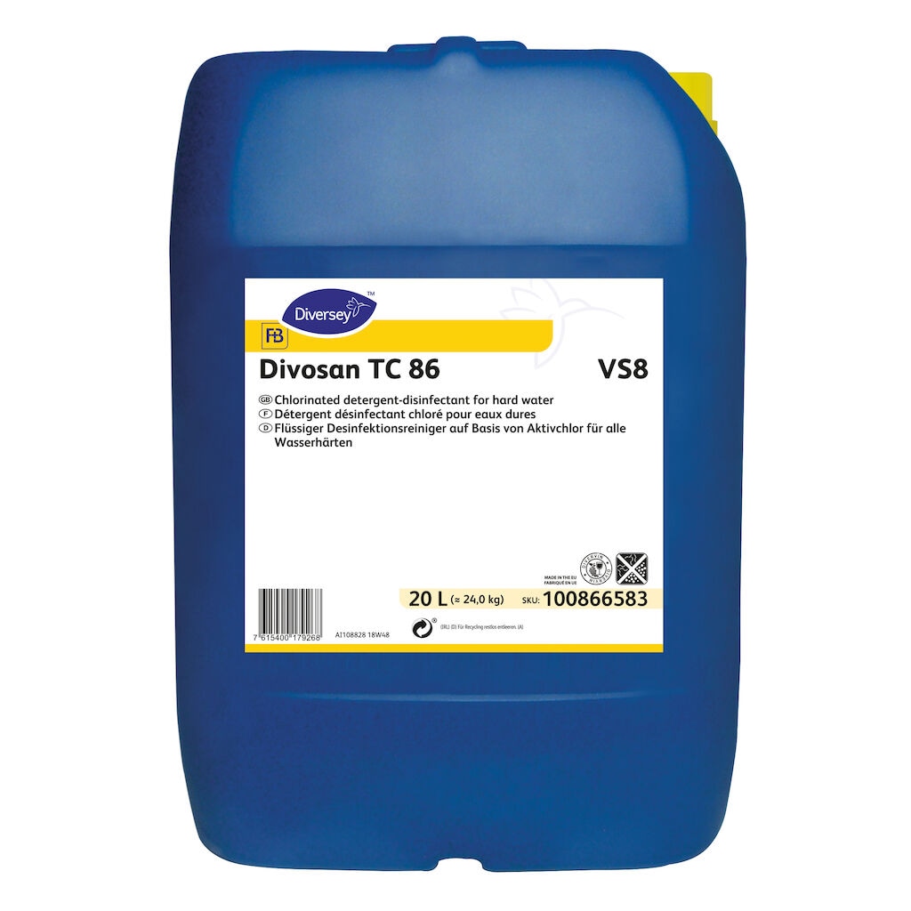 Divosan TC 86 VS8 1x20L - Chlorinated detergent-disinfectant for hard water