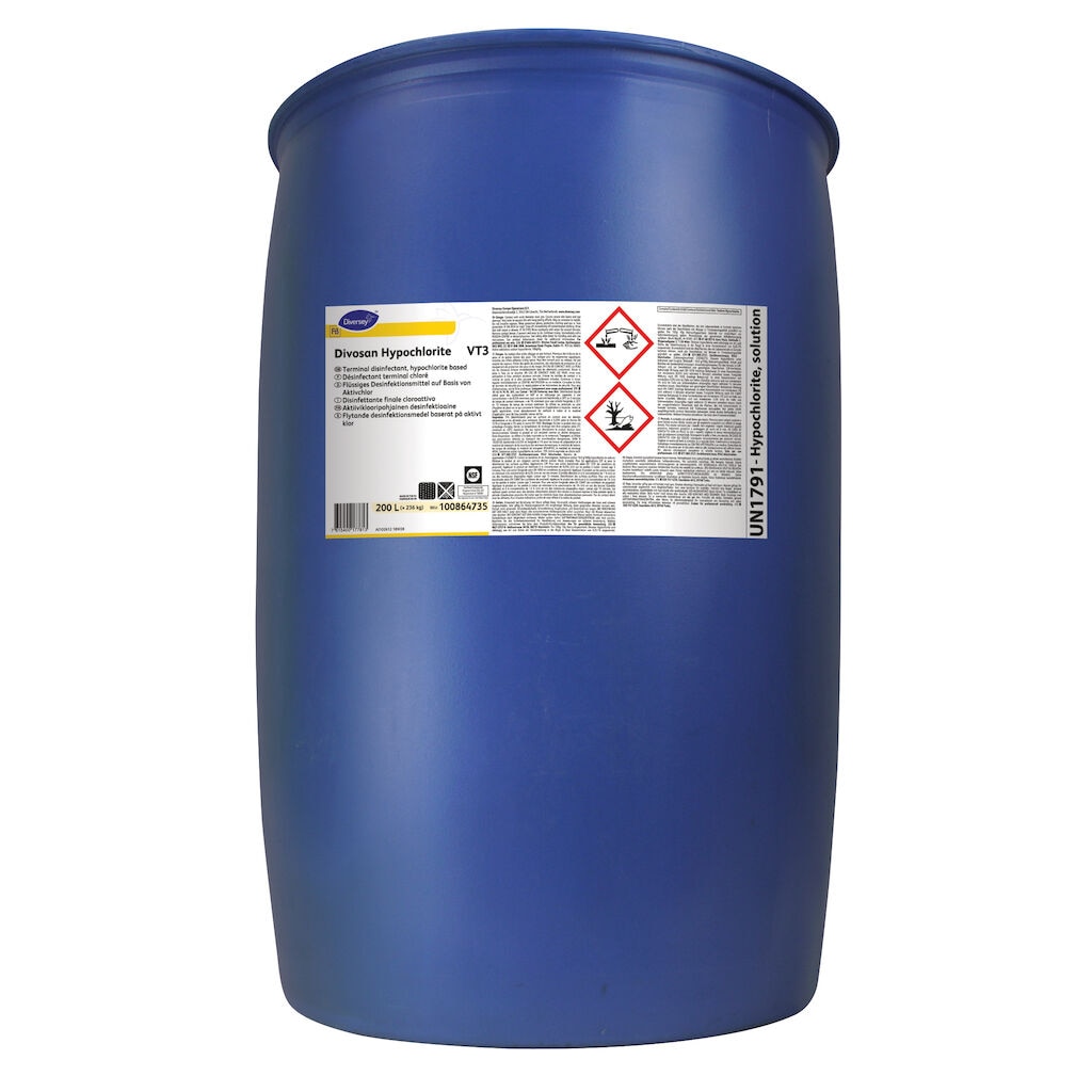 Divosan Hypochlorite VT3 1x200L - Terminal disinfectant, hypochlorite based