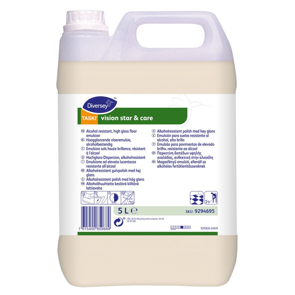 TASKI vision star & care 2x5L - Alcohol resistant, high gloss floor polish